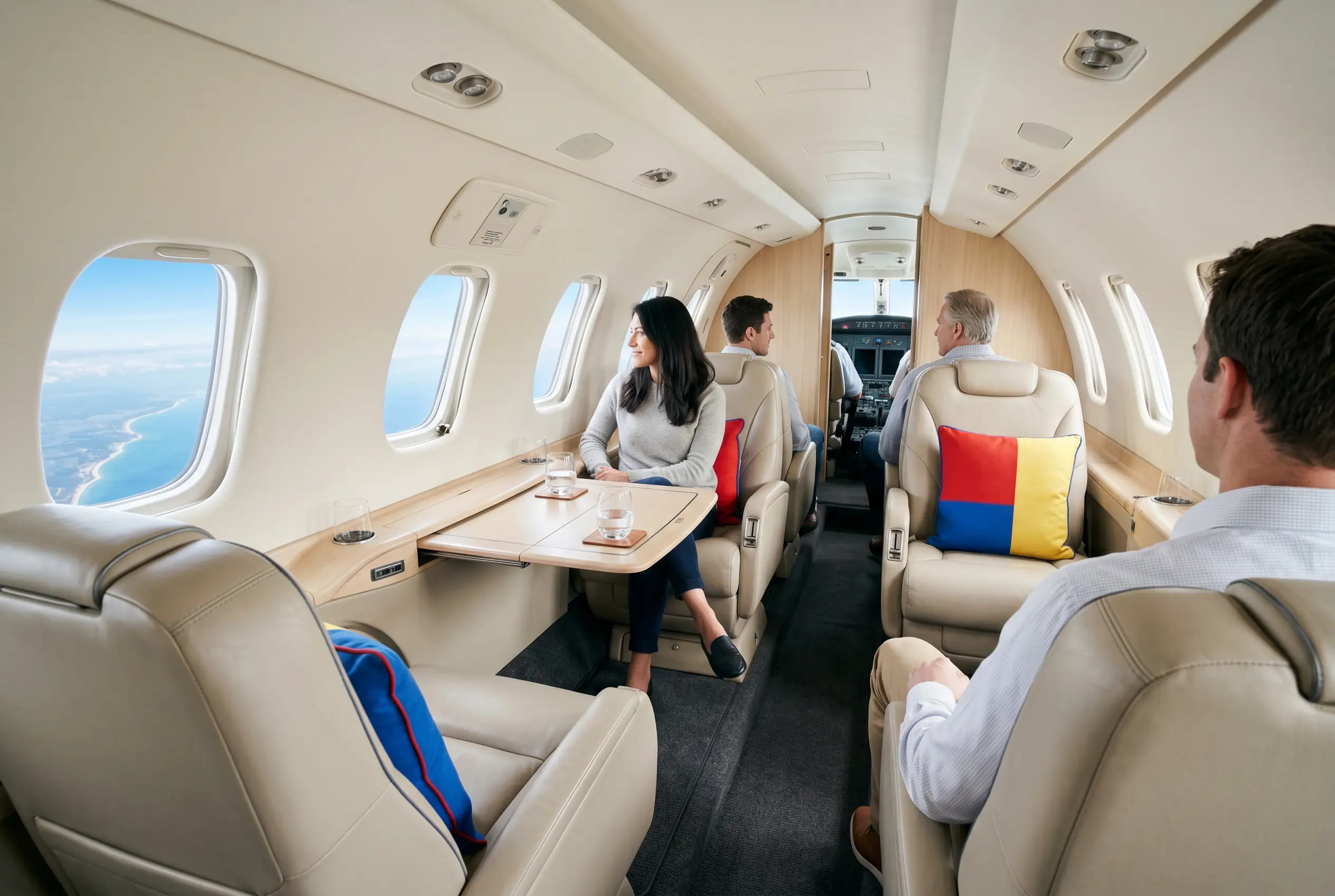 Cessna Citation CJ3+ cabin in club seating for a New York to Miami charter