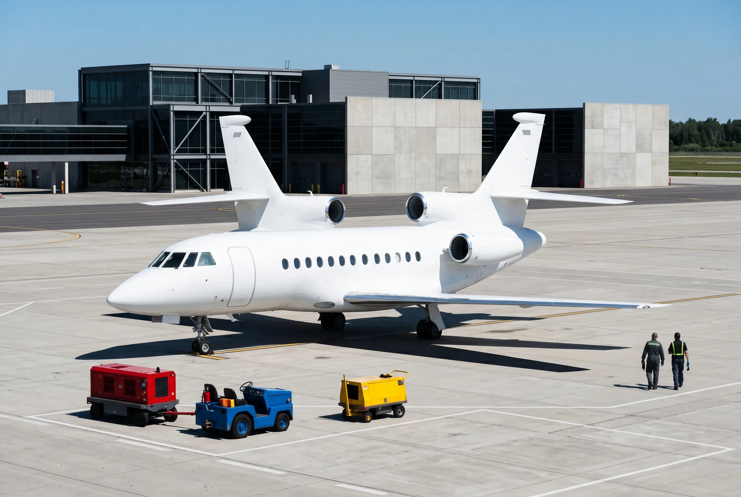 Falcon 900LX Dassault Falcon 900LX trijet on a private ramp before a New York to Miami flight