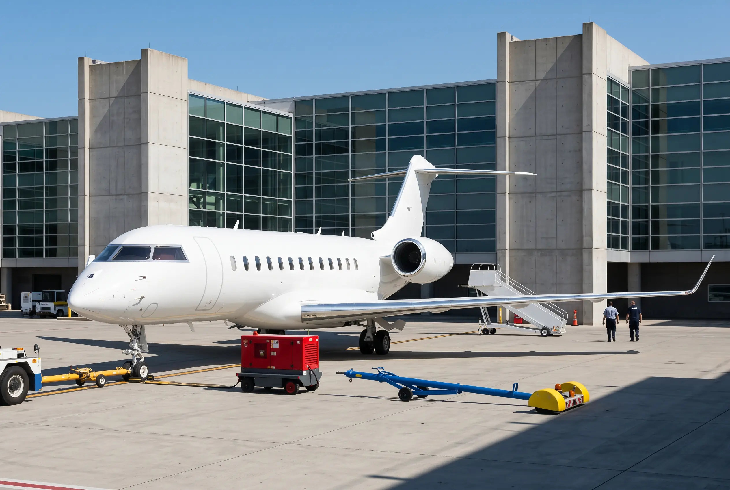 Bombardier Global 7500 on a private ramp before a New York to Miami flight
