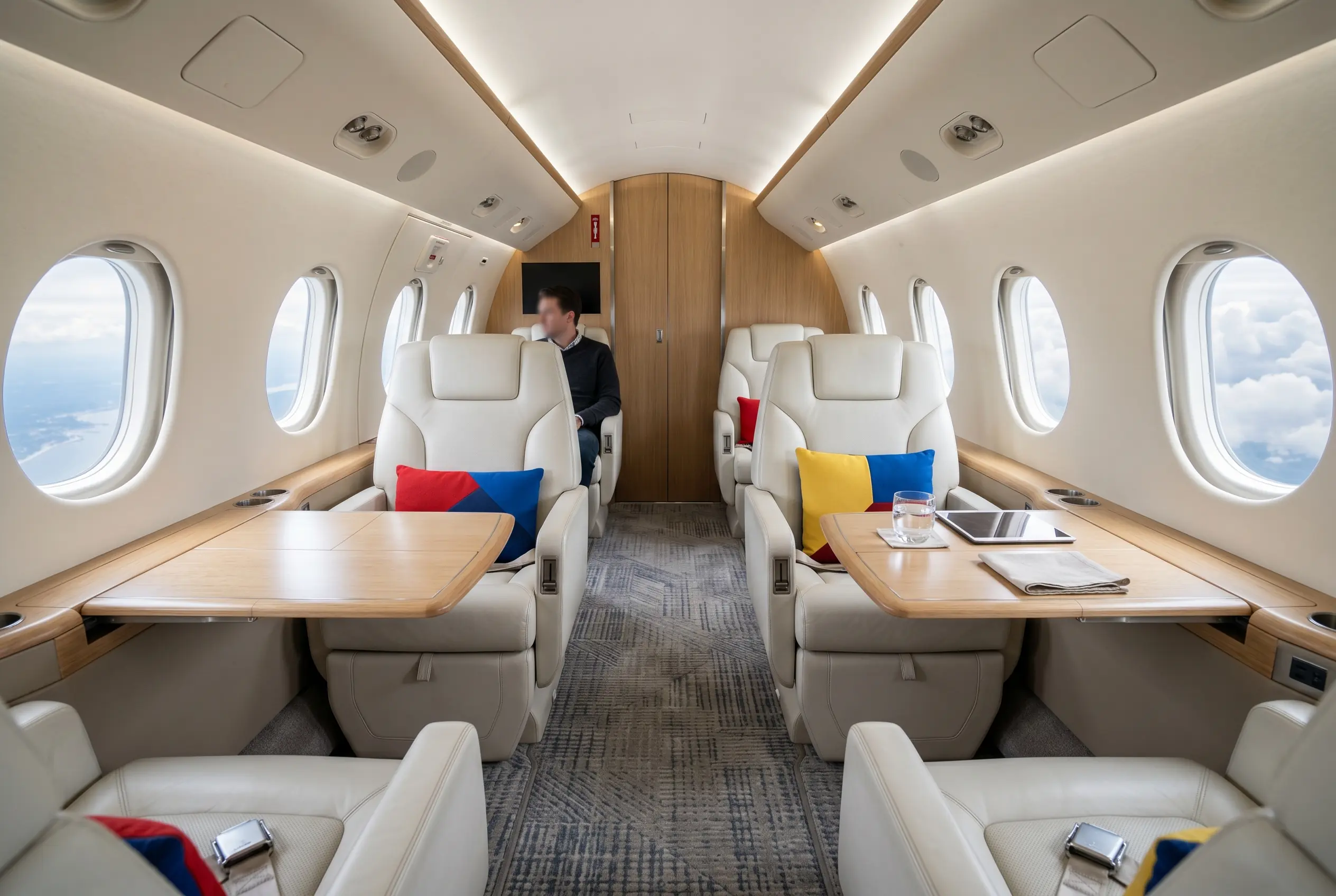 Gulfstream G280 cabin in double-club seating for a New York to Miami charter
