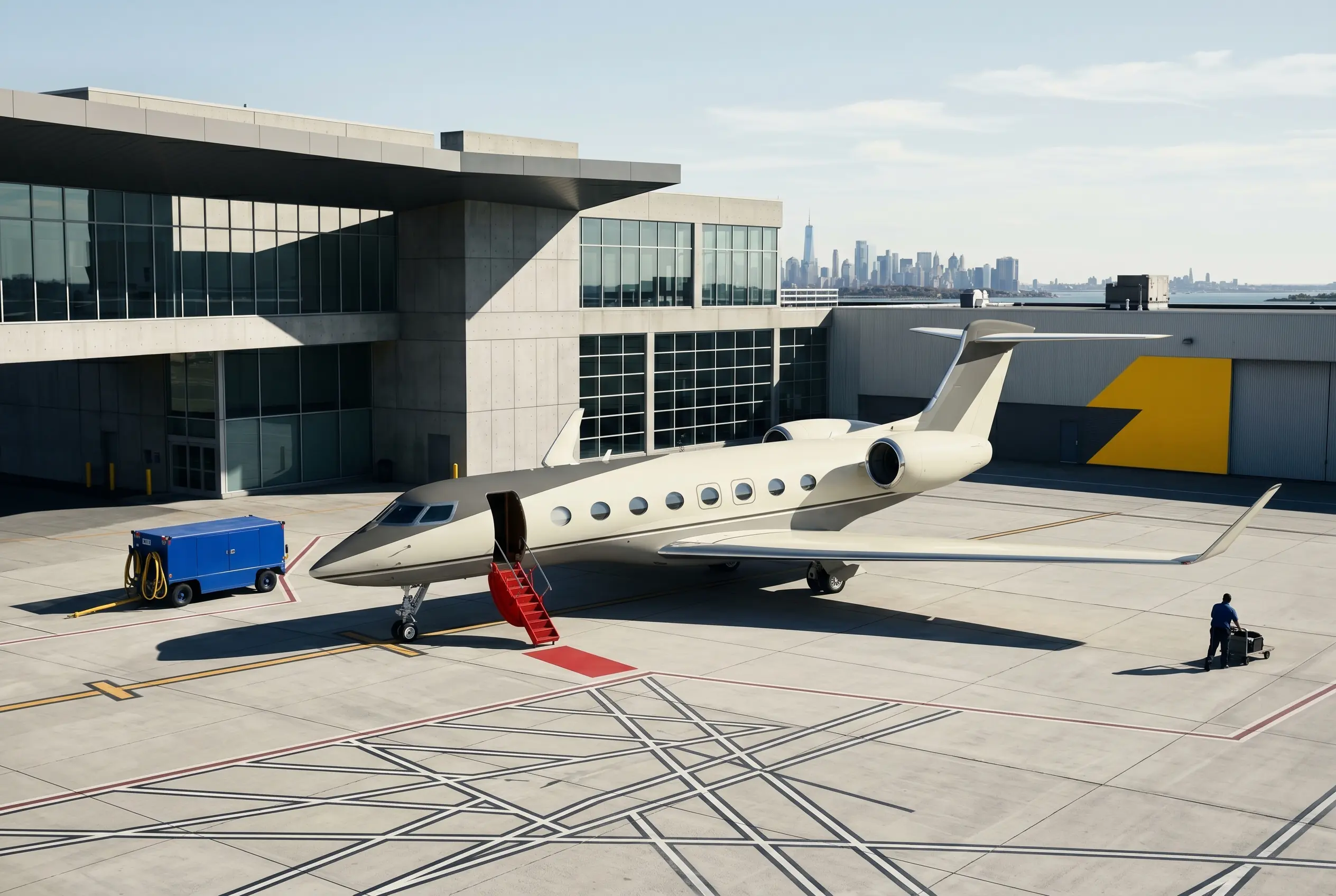 Gulfstream G650ER on a private ramp before a New York to Miami flight