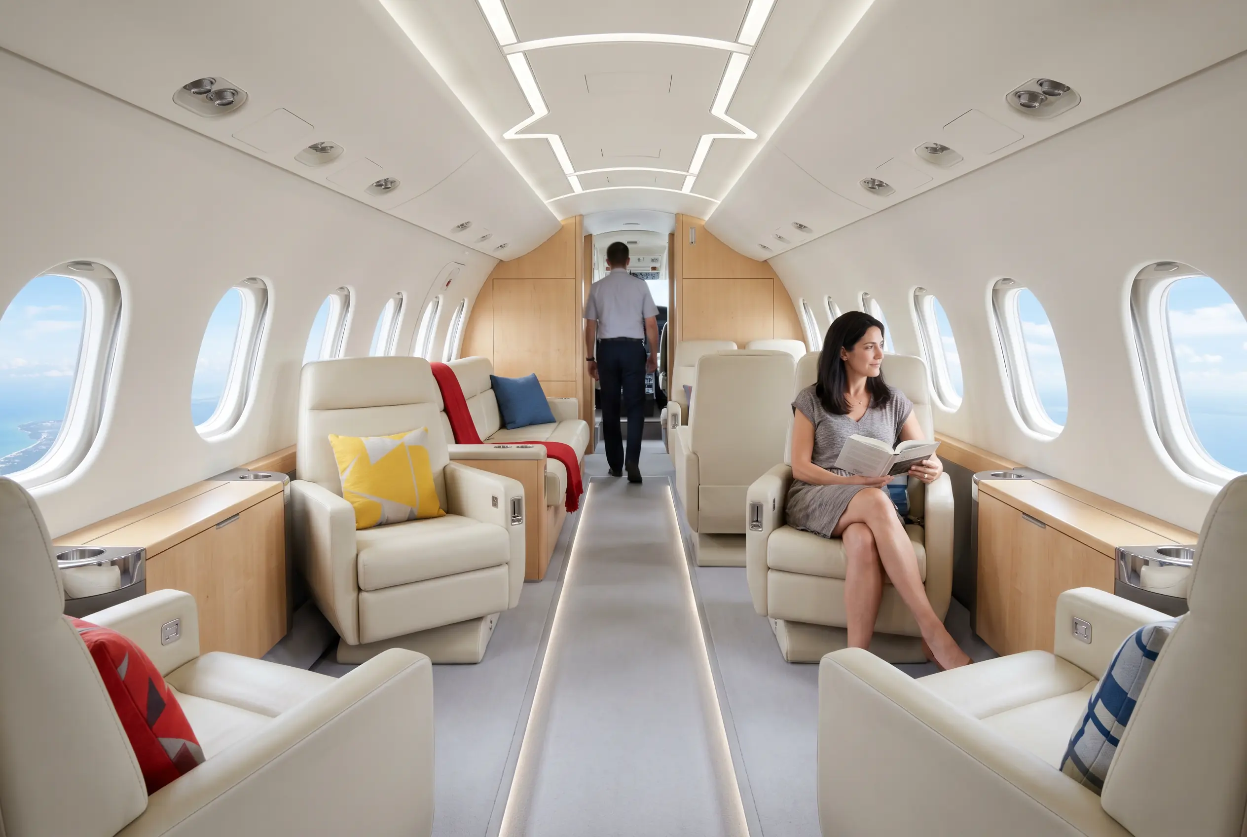 Hawker 800XP six-foot-wide stand-up cabin for a New York to Miami charter