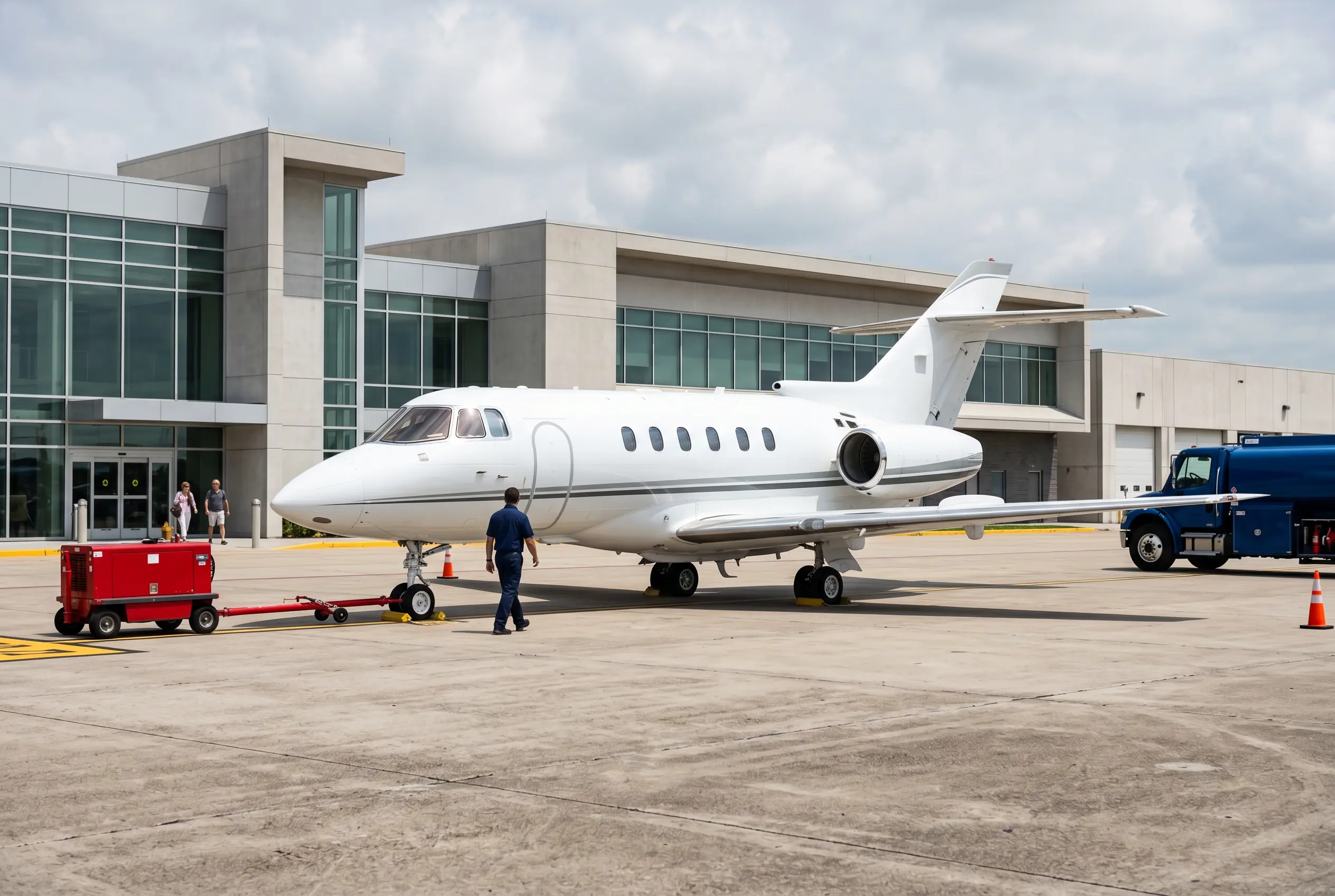 Hawker 800XP on a private ramp before a New York to Miami flight