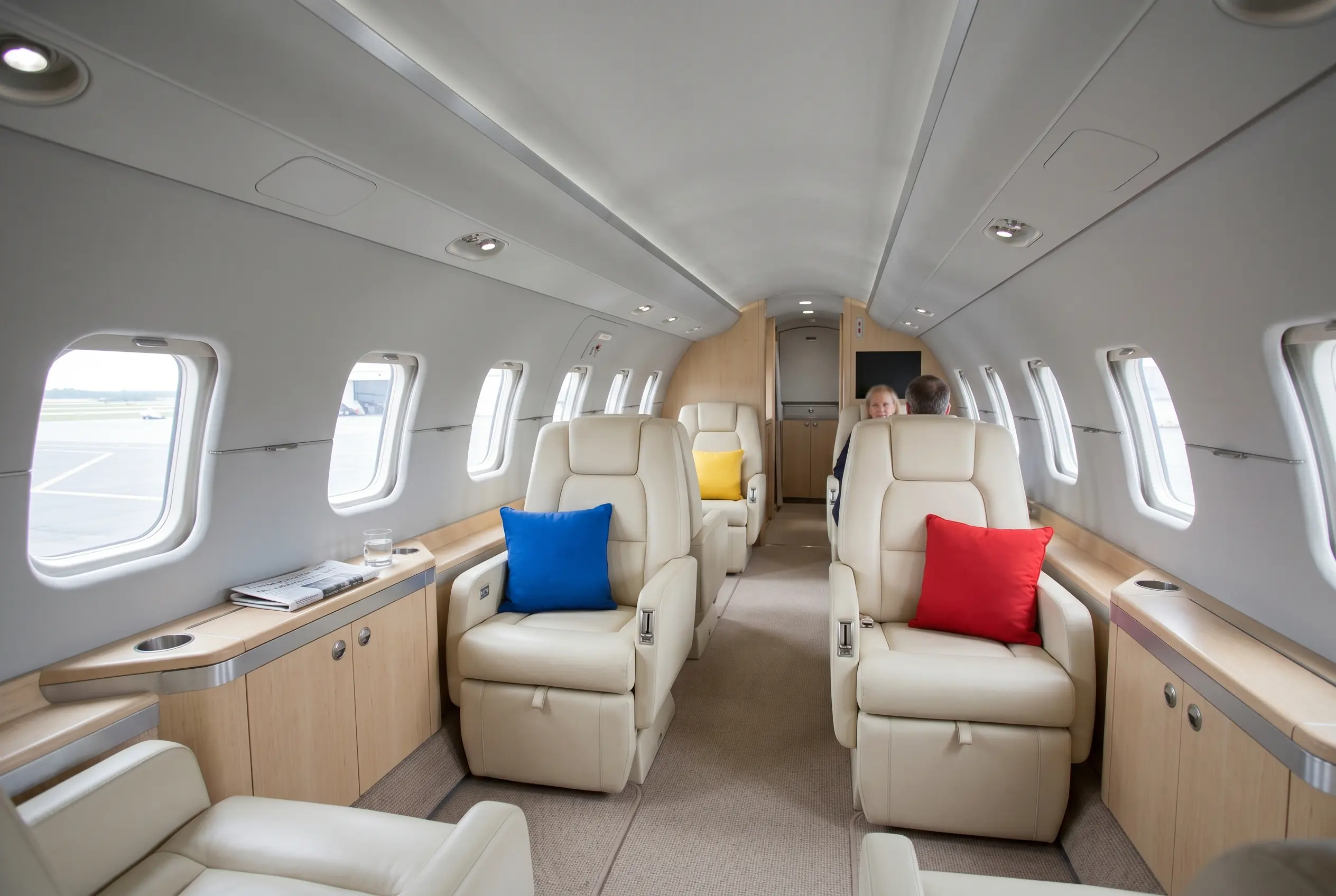 Hawker 900XP six-foot-wide stand-up cabin for a New York to Miami charter