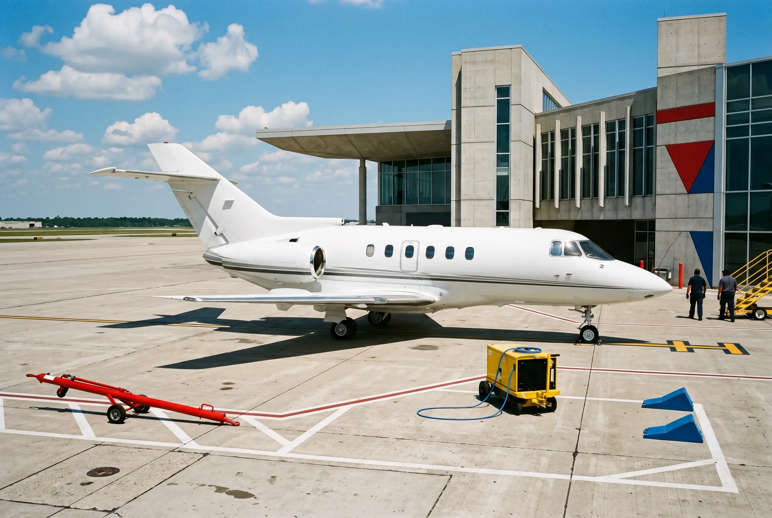 Hawker 900XP on a private apron before a New York to Miami flight