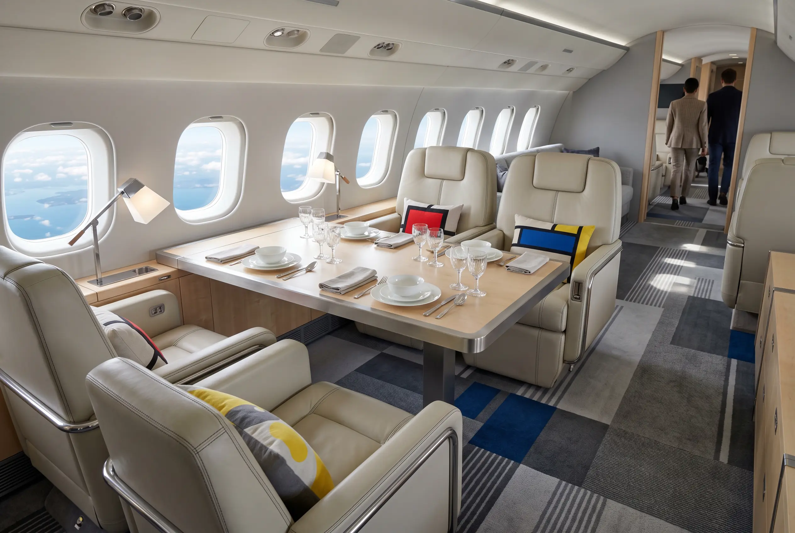 Premium jet cabin set for guests travelling to a Miami event from New York