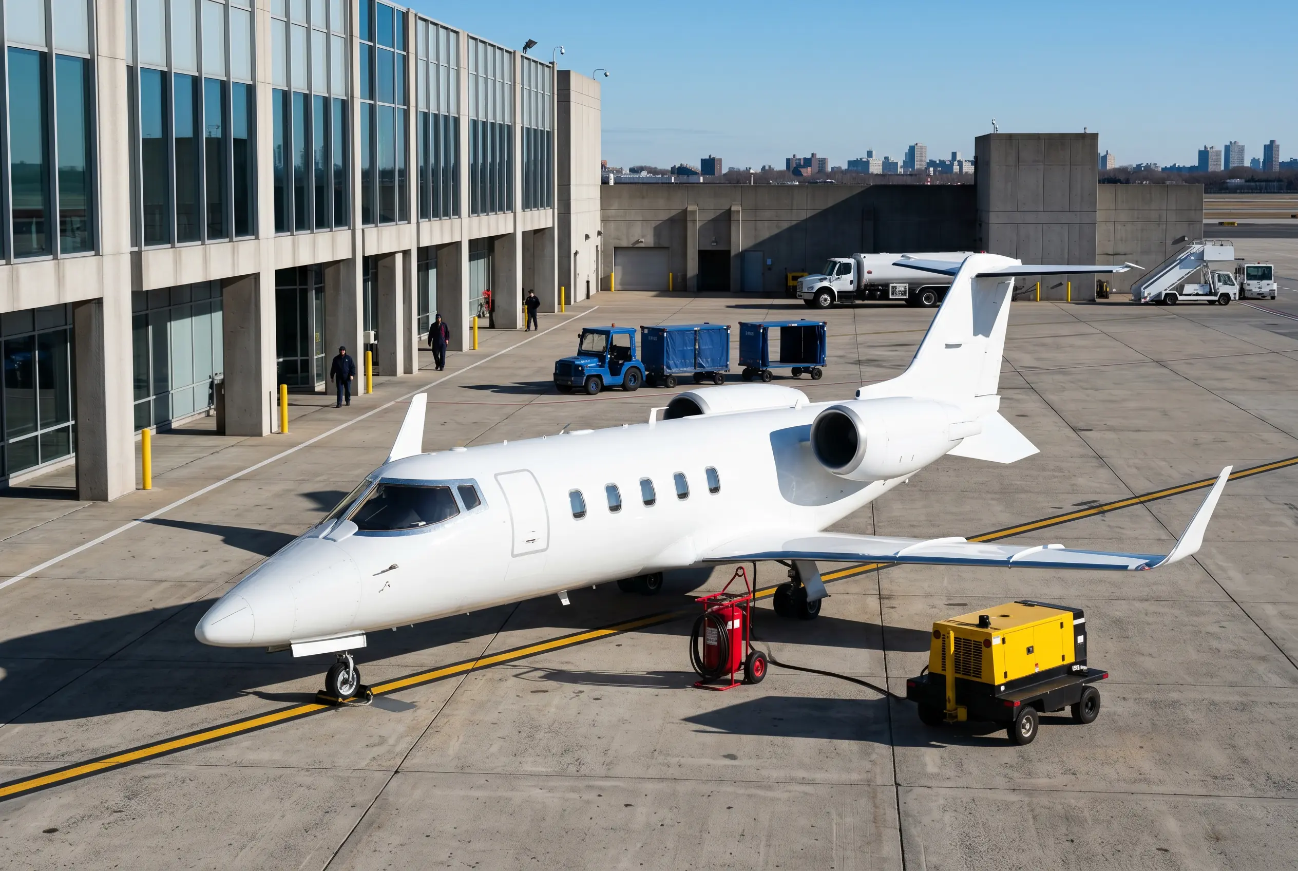 Bombardier Learjet 60XR on a private apron before a New York to Miami flight