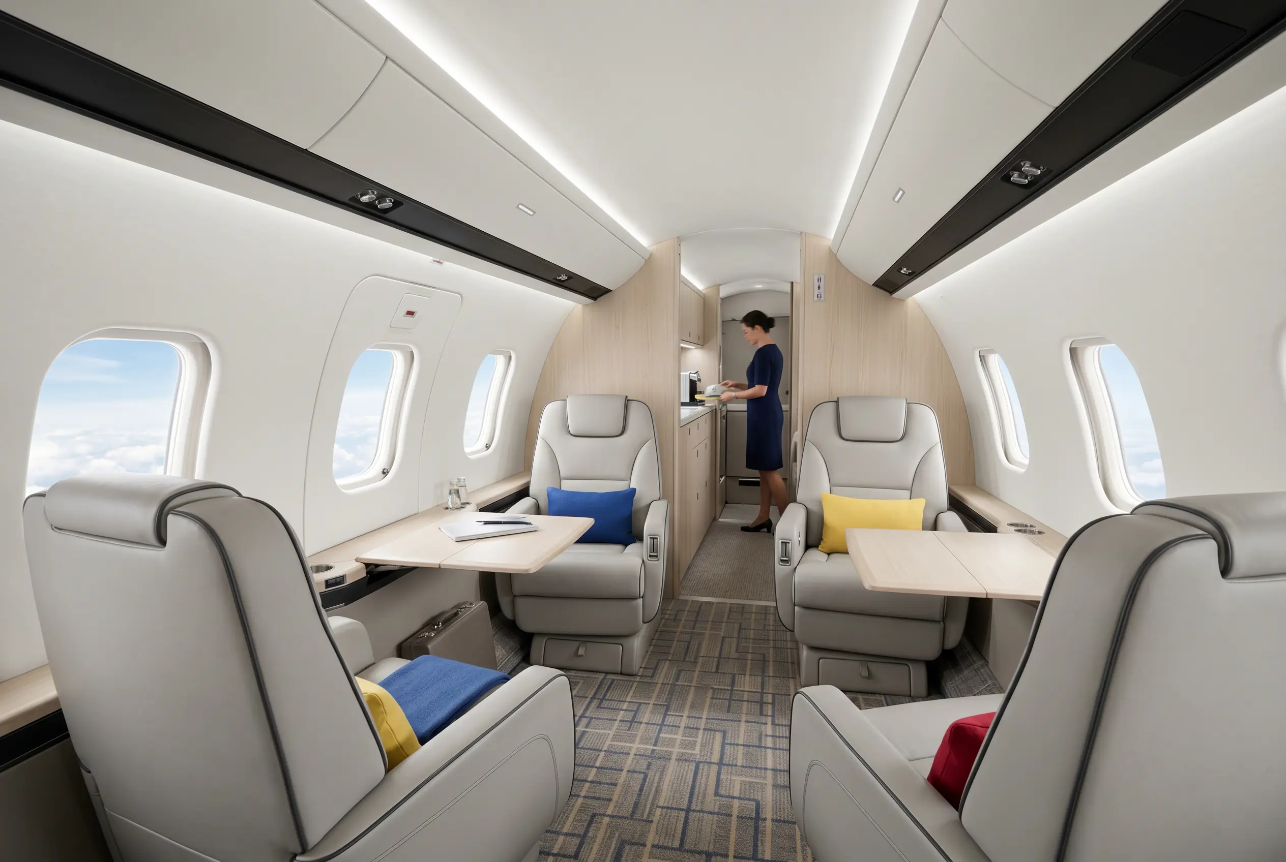 Bombardier Learjet 75 cabin with club seating for a New York to Miami charter