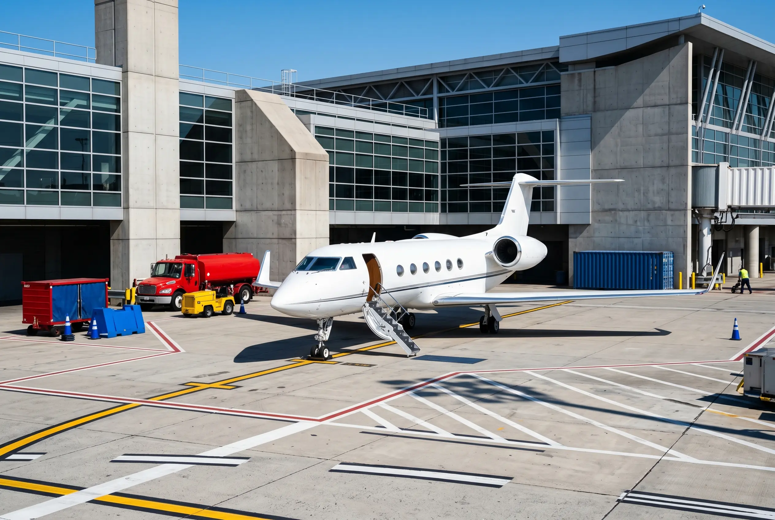 Midsize Jets Midsize jet on a private ramp before a New York to Miami departure