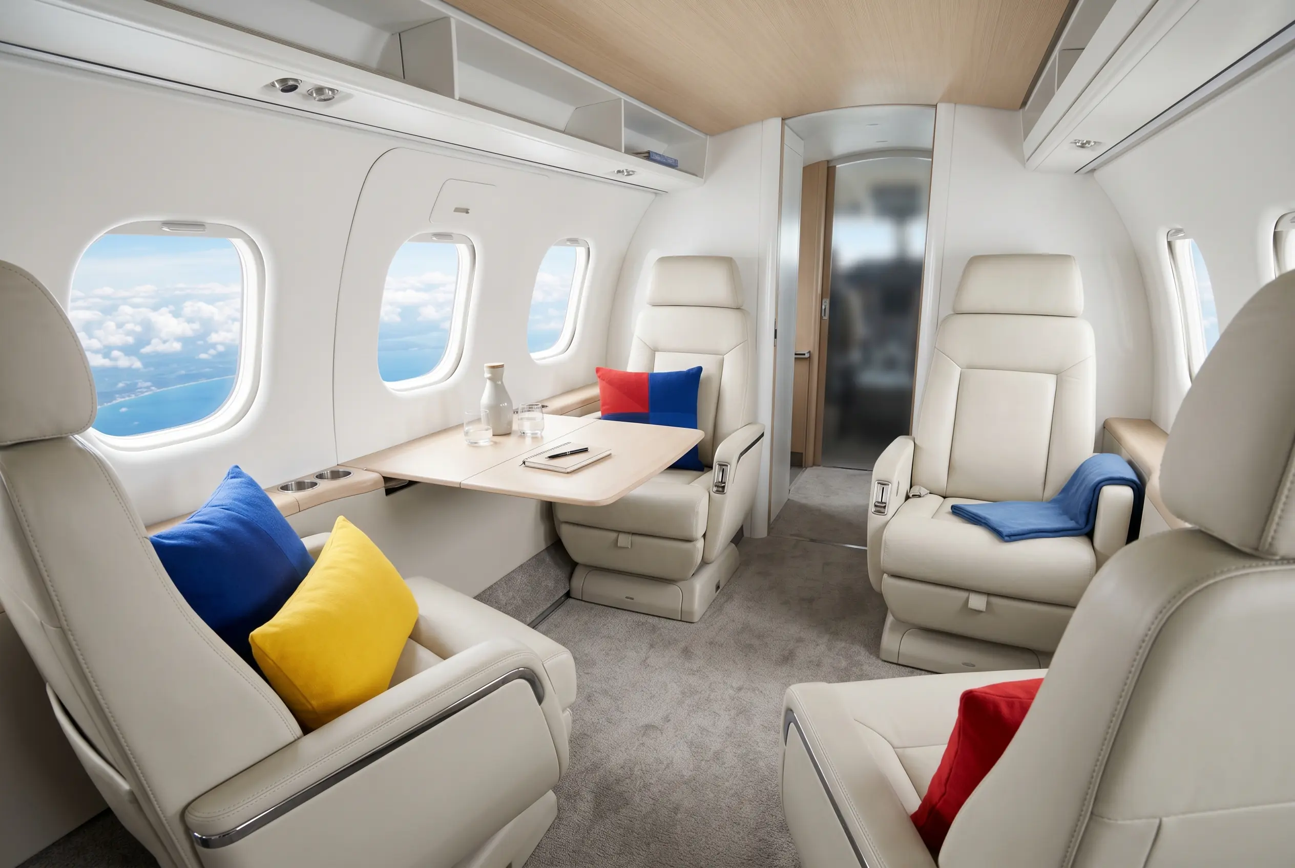 Embraer Phenom 300E cabin in club seating for a New York to Miami charter