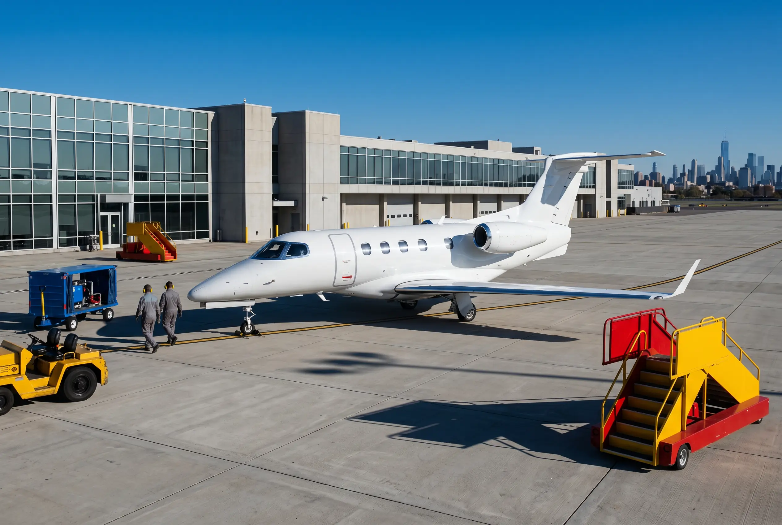 Embraer Phenom 300E on a private ramp before a New York to Miami flight