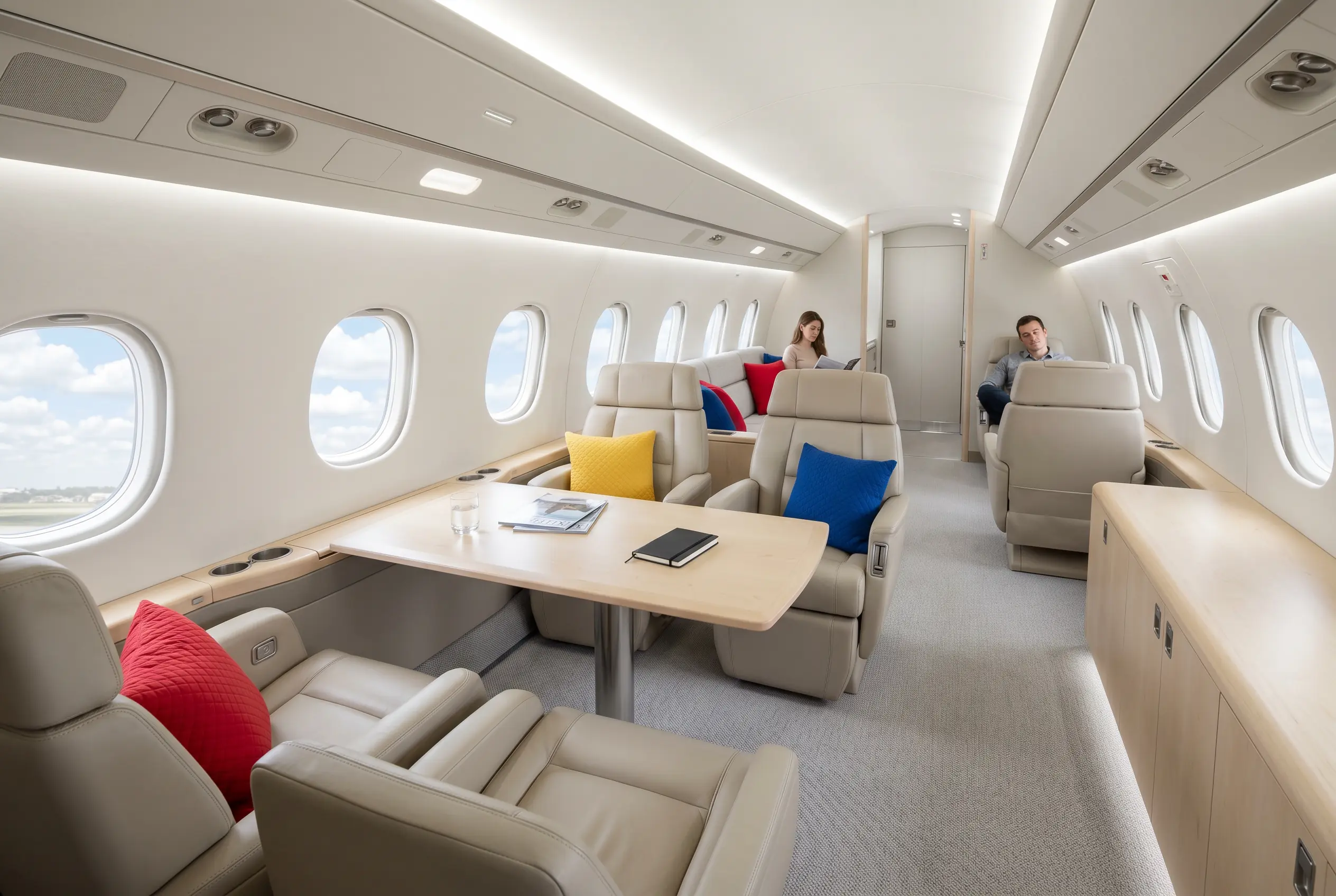 Embraer Praetor 500 wide flat-floor cabin for a New York to Miami charter