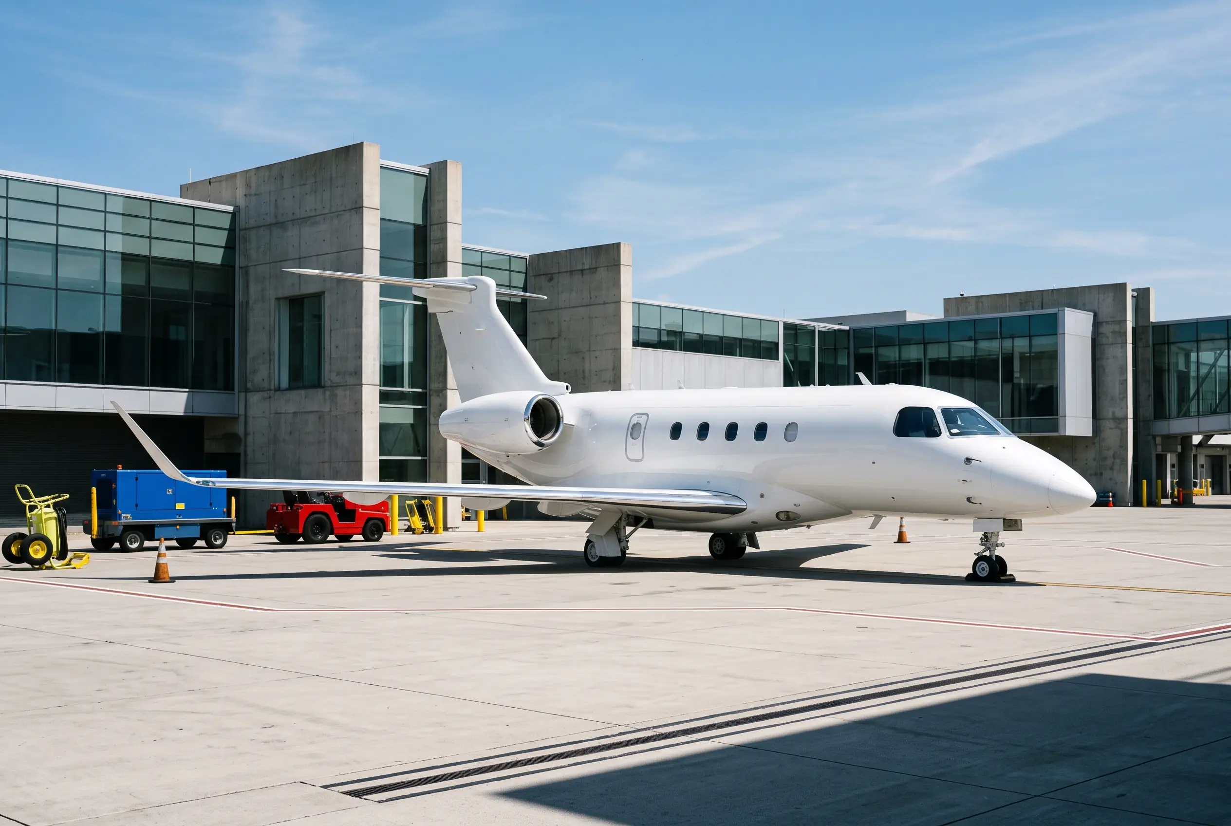 Embraer Praetor 600 on a private ramp before a New York to Miami flight