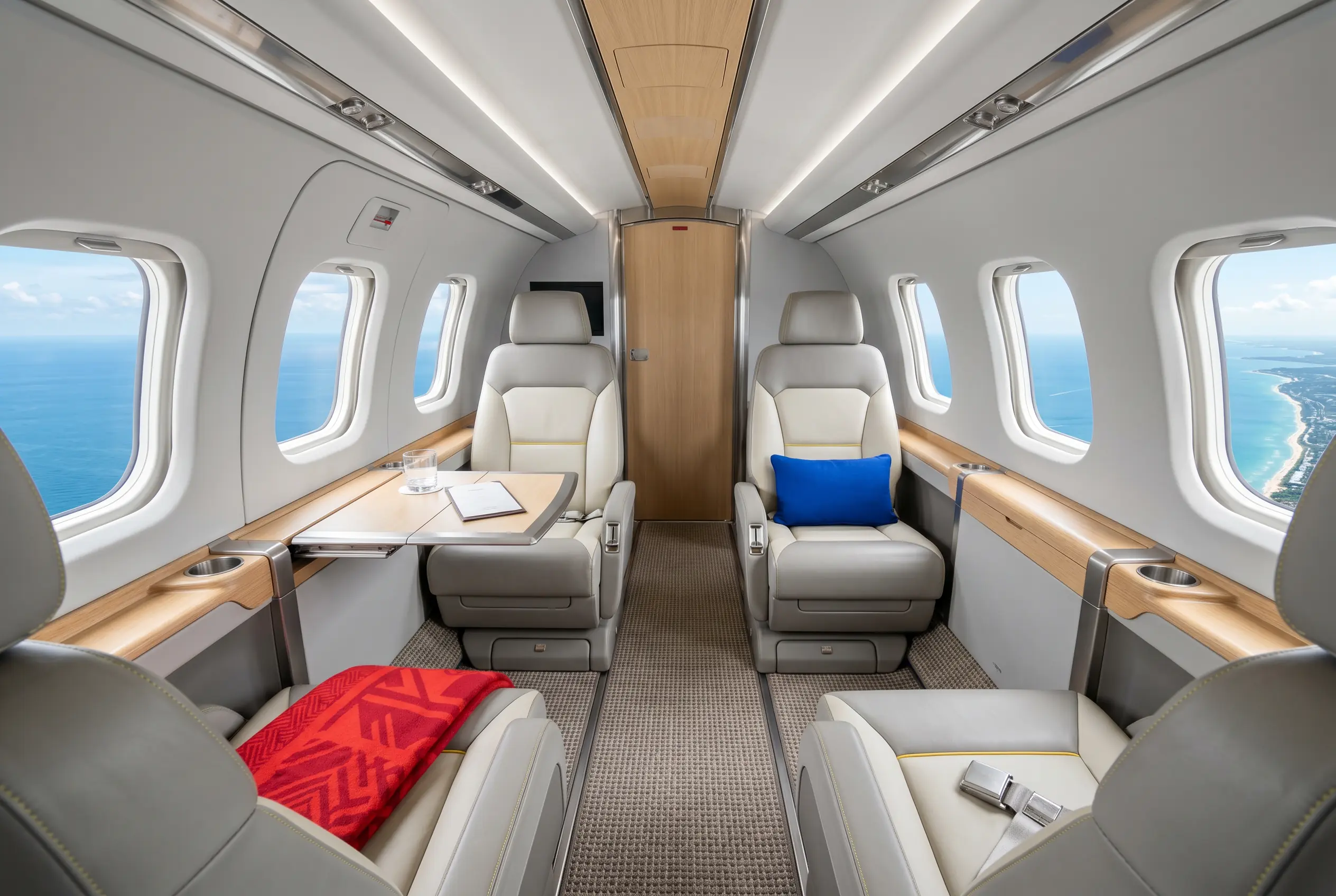 Daher TBM 960 four-seat cabin for a New York to Miami charter